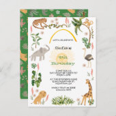 Carte Postale Joli Anniversaire d'Animal de la Jungle (Devant / Derrière)