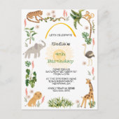 Carte Postale Joli Anniversaire d'Animal de la Jungle (Devant)