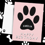 Carte Postale Joli anniversaire Empreinte de patte rose rose<br><div class="desc">Mignonne Empreinte de patte rose Bonne carte postale d'anniversaire. Cette carte postale d'anniversaire pour enfants présente un empreinte de patte de chien noir sur un arrière - plan rose. Personnalisez la carte postale avec votre nom et vous pouvez également modifier le texte de Joyeux anniversaire.</div>