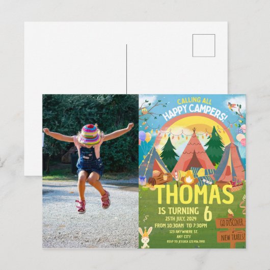 Carte Postale Joli Anniversaire enfants modernes (Devant / Derrière)