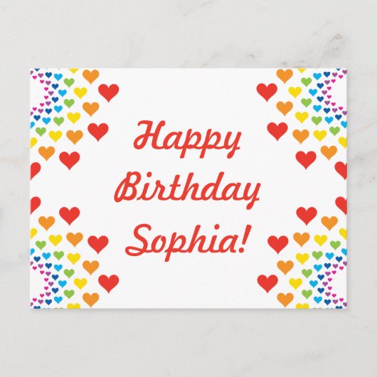 Carte Postale Joli arc-en-ciel des coeurs - Joyeux anniversaire (Devant)