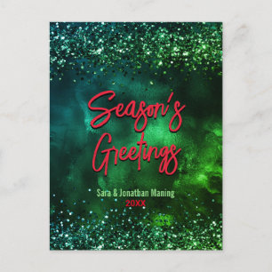 Carte Postale Joli art de marbre rouge vert Noël nouvel an