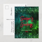 Carte Postale Joli art de marbre rouge vert Noël nouvel an (Devant / Derrière)