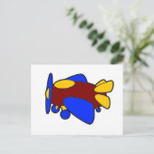 Carte Postale Joli avion de bande dessinée rouge jaune bleu pour (Debout devant)