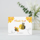 Carte Postale Joli Baby shower d'abeille doux Merci bourdonnant  (Debout devant)