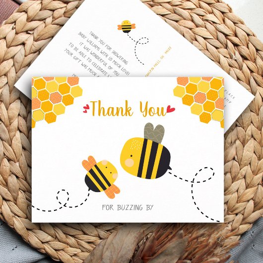 Carte Postale Joli Baby shower d'abeille doux Merci bourdonnant 