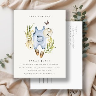 Carte Postale Joli Baby shower de Vêtements Bébés en feuillage b