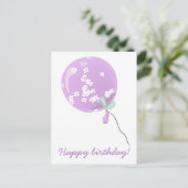 Carte Postale Joli ballon floral violet - Anniversaire enfants (Debout devant)