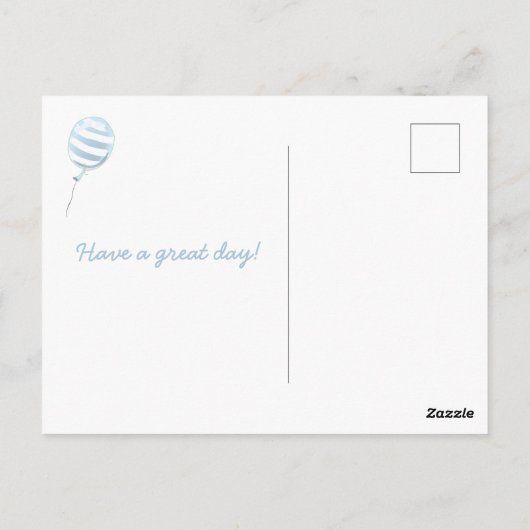 Carte Postale Joli ballon rayé bleu - Anniversaire d'enfant (Dos)