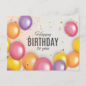 Carte Postale Joli Balloon d'anniversaire Confetti Moderne (Devant)