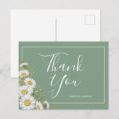 Carte Postale Joli Basil Vert & Blanc Merci de marguerites (Devant / Derrière)