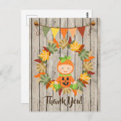 Carte Postale Joli bébé citrouille, Couronne de feuilles d'autom (Devant / Derrière)