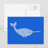 Carte Postale Joli bébé narval bleu garçon (Devant / Derrière)