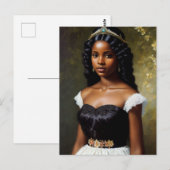 Carte Postale Joli Black Princess Portrait Art (Devant / Derrière)