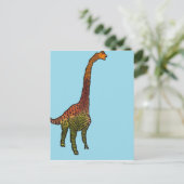 Carte Postale Joli bleu enfants brachiosaurus dinosaure art (Debout devant)