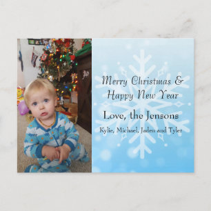 Carte Postale Joli bleu Personnaliser Flocon de neige Photo Noël
