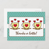 Carte Postale Joli Bleu Turquoise Merci Beaucoup Café Merci (Devant / Derrière)