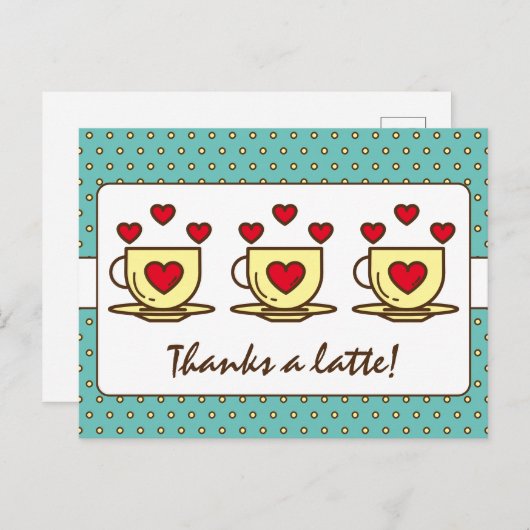 Carte Postale Joli Bleu Turquoise Merci Beaucoup Café Merci (Devant / Derrière)