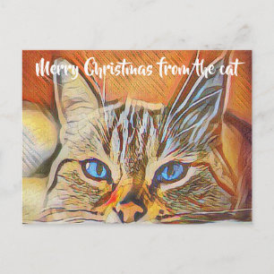 Carte Postale Joli Blue Eyed Cat Art Joyeux Noël Salutation