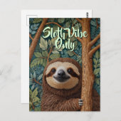 Carte Postale Joli boho rétro Sloth Hang dans là des vibes pares (Devant / Derrière)