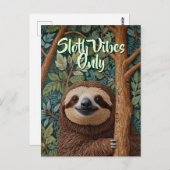 Carte Postale Joli boho rétro Sloth Hang là (Devant / Derrière)