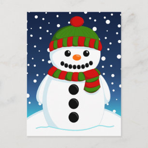 Carte Postale Joli bonhomme de neige de Noël