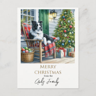 Carte Postale Joli Border Collie Noël Fêtes 