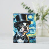 Carte Postale Joli Boston Terrier avec un haut-de-forme Van Gogh (Debout devant)