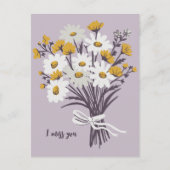 Carte Postale Joli Bouquet Daisy Je TE MANQUE Sweet CUSTOM (Devant)