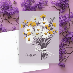 Carte Postale Joli Bouquet Daisy Je TE MANQUE Sweet CUSTOM