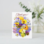 Carte Postale Joli bouquet de fleurs Texte personnalisé Merci (Debout devant)