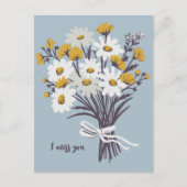 Carte Postale Joli Bouquet de Pâquerettes JE T'AIME Personnalisé (Devant)