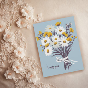 Carte Postale Joli Bouquet de Pâquerettes JE T'AIME Personnalisé