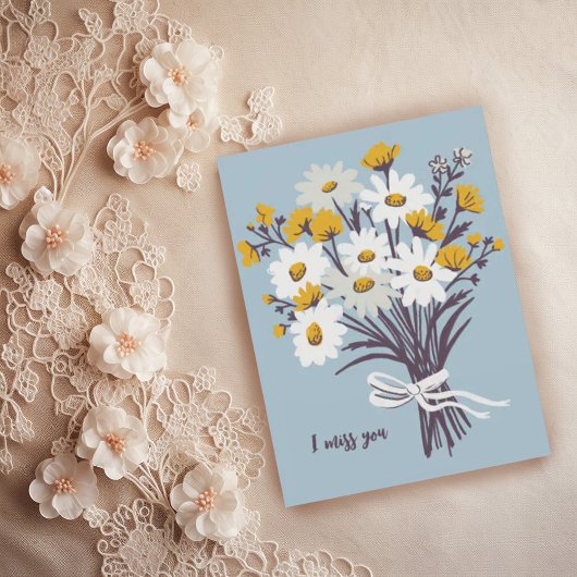 Carte Postale Joli Bouquet de Pâquerettes JE T'AIME Personnalisé