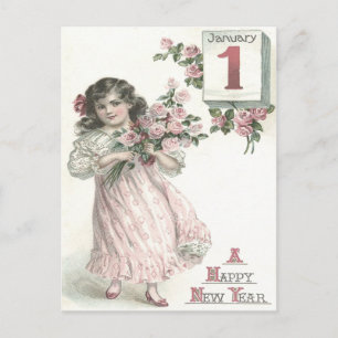 Carte Postale Joli Bouquet de Roses Roses pour Petite Fille
