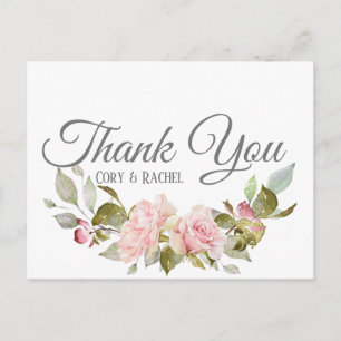 Carte Postale Joli bouquet de roses roses sur le Merci