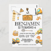 Carte Postale Joli budget Fête d'anniversaire Construction (Devant / Derrière)