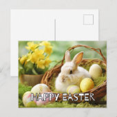 Carte Postale Joli Bunny Dit Bonne Pâques (Devant / Derrière)