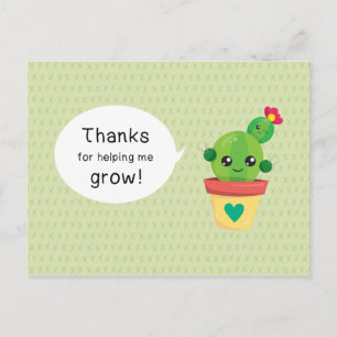 Carte Postale Joli Cactus Drôle Merci de M'Aider à Grandir