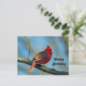 Carte Postale Joli Cardinal Rouge Photo Anniversaire (Debout devant)