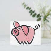Carte Postale Joli caricature Cochon rose (Debout devant)
