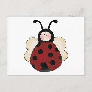 Carte Postale joli cartoon coccinelle rond et mignon