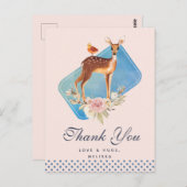 Carte Postale Joli Cerf Aquarelle Marron Merci Rustique (Devant / Derrière)