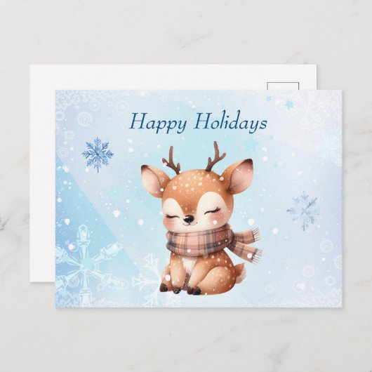 Carte Postale Joli cerf caricaturé en neige (Devant / Derrière)