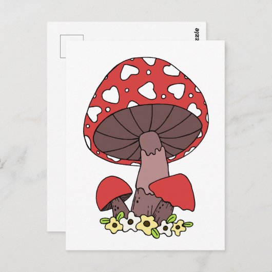 Carte Postale Joli Champignon Rouge (Devant / Derrière)