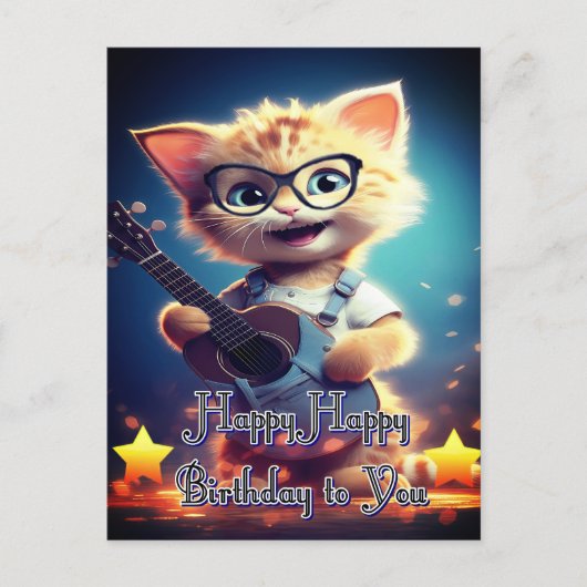 Carte Postale Joli chat anniversaire (Devant)