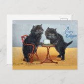 Carte Postale Joli Chat Anniversaire Rétro Mignon (Devant / Derrière)