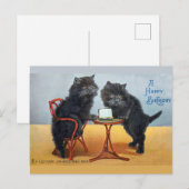 Carte Postale Joli Chat Anniversaire Vintage Mignon (Devant / Derrière)