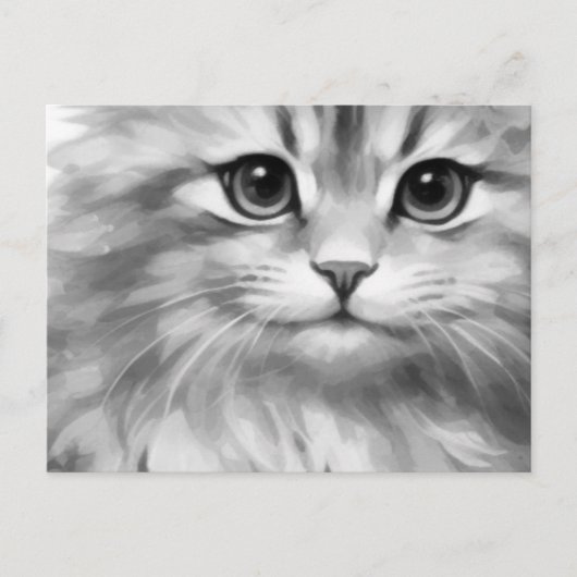 Carte Postale Joli chat aux nuances de gris (Devant)