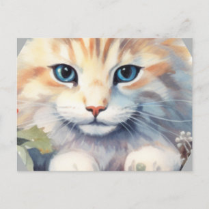 Carte Postale Joli chat aux yeux bleus